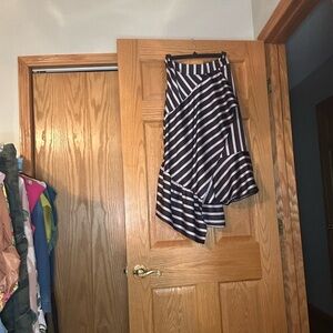 A New Day Black and White Asymmetrical Wrap Midi Skirt